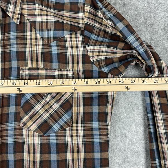 Vintage Dee Cee Western Shirt Mens 15.5/34 Brown Pearl Snap Cowboy USA Made - Picture 6 of 13